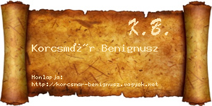 Korcsmár Benignusz névjegykártya